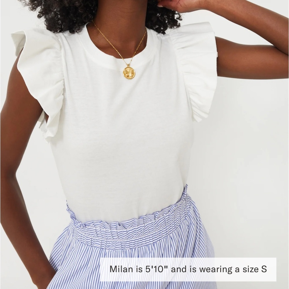 White Kaia Flutter Sleeve Tee